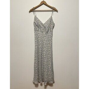 Vintage J Crew Blue Silk Floral Slip Dress Womens Sz 6 Y2K Dainty Fairy Cottage